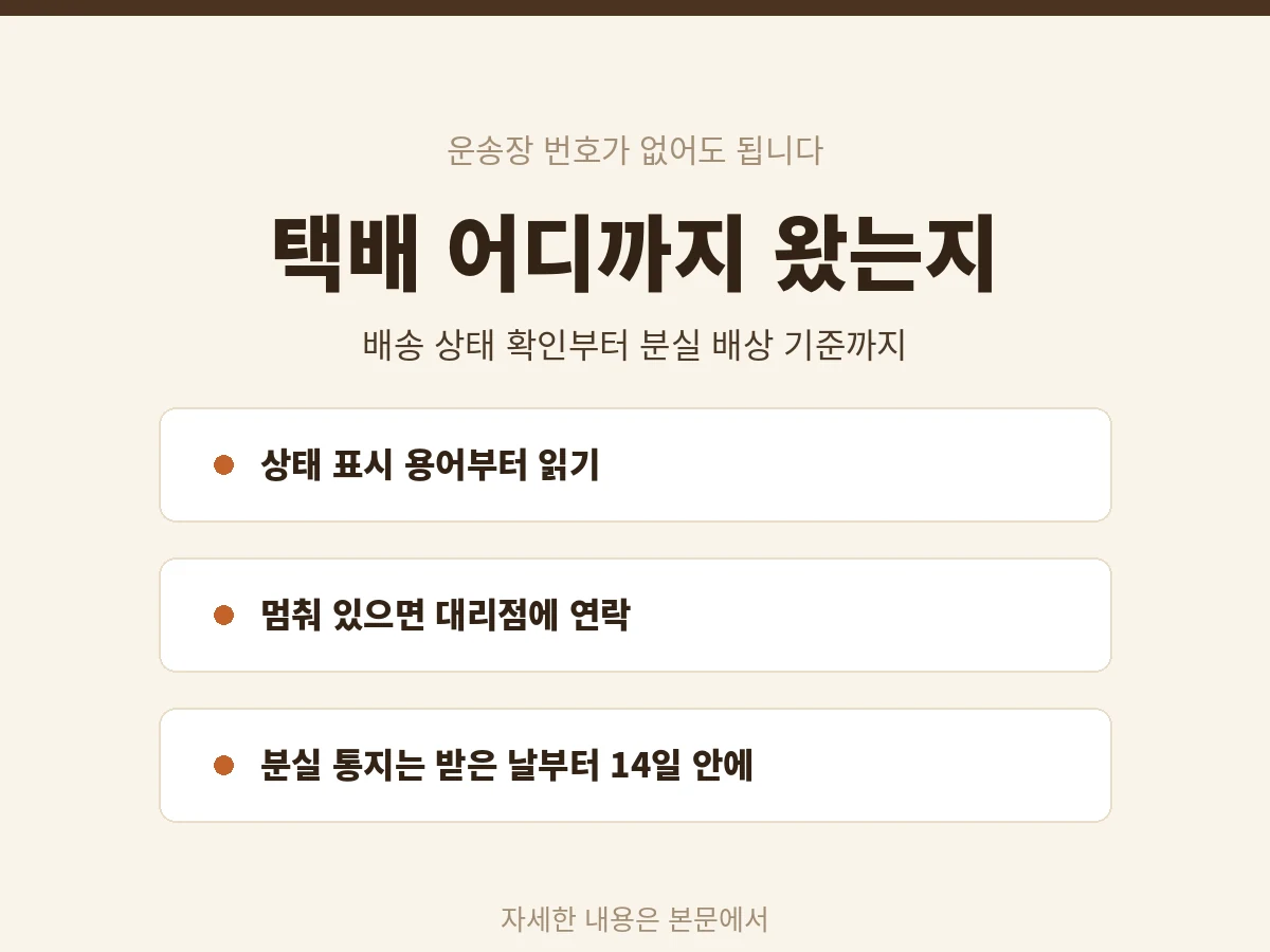 택배 어디까지 왔는지 확인하는 방법 안내 카드