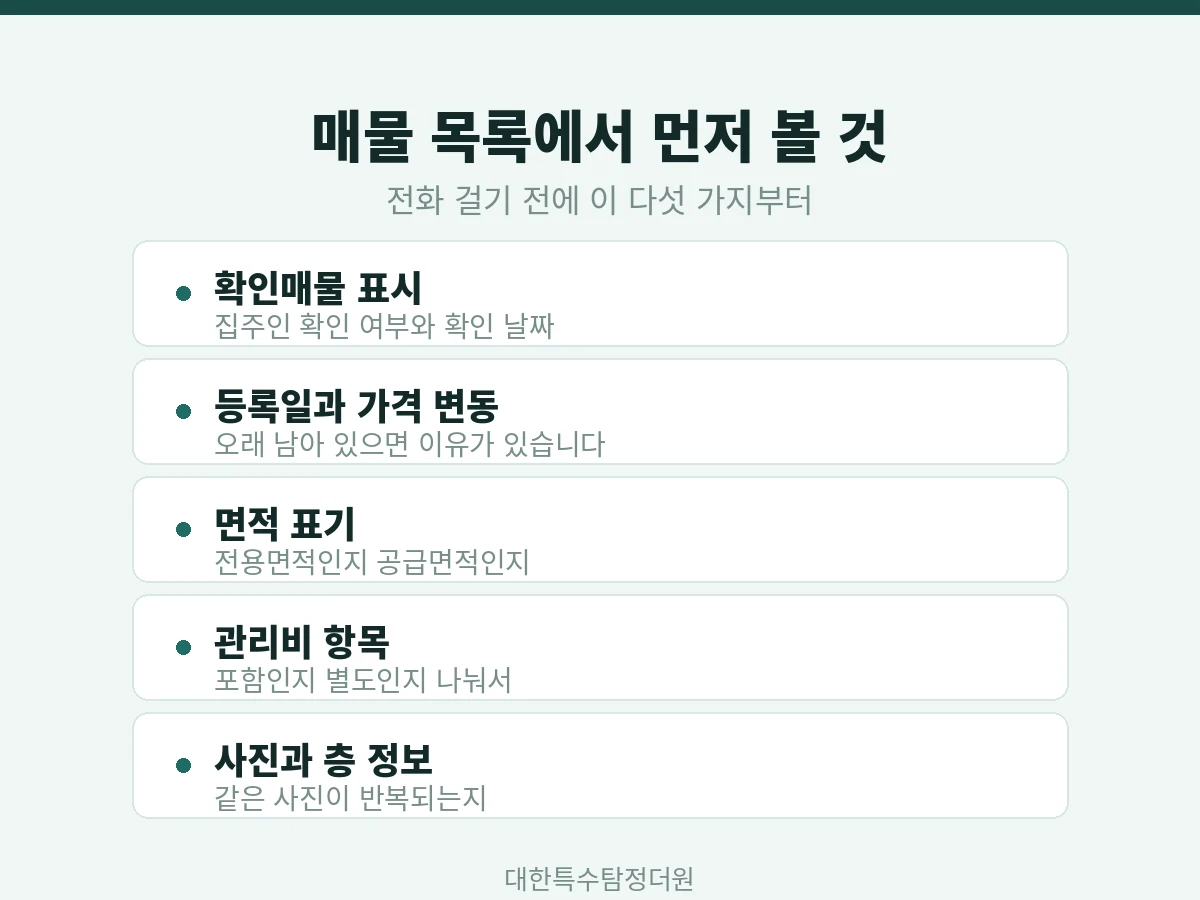 네이버 부동산 매물 목록에서 먼저 확인할 다섯 가지 정리 카드