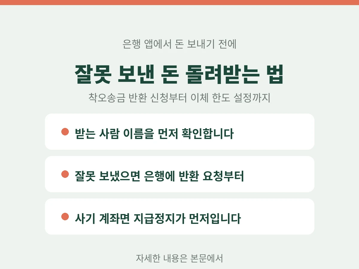 국민은행 신한은행 앱에서 잘못 보낸 돈 돌려받는 방법, 착오송금 반환 신청부터 이체 한도 설정까지